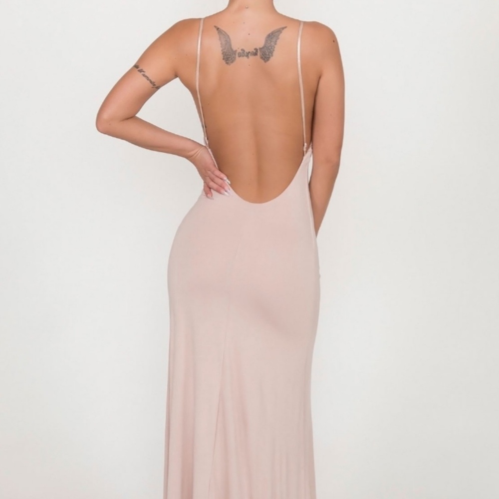 Open Back Cami Maxi Dress  - Nude - Picture 5 of 7